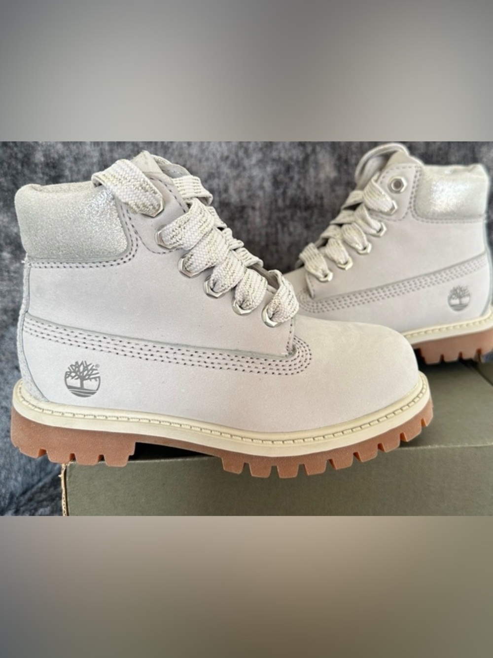 Timberland Premium Todl New Lace-Up Boots in Light Silver Grey NWOT